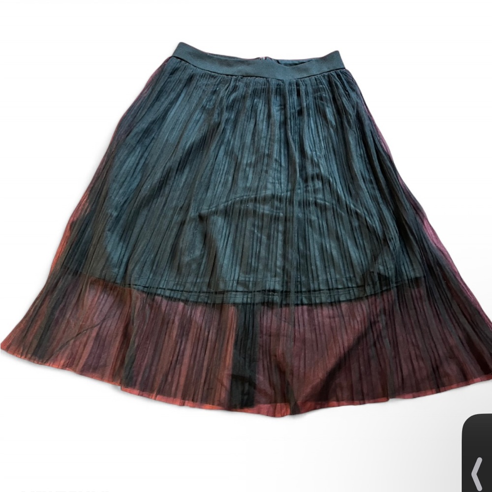 Elegant Black Mesh Pleated Skirt